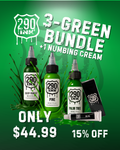 3-Set Green + 1 Numbing Cream Bundle: Deep Forest, Pine, Palm Tree (1oz ea)